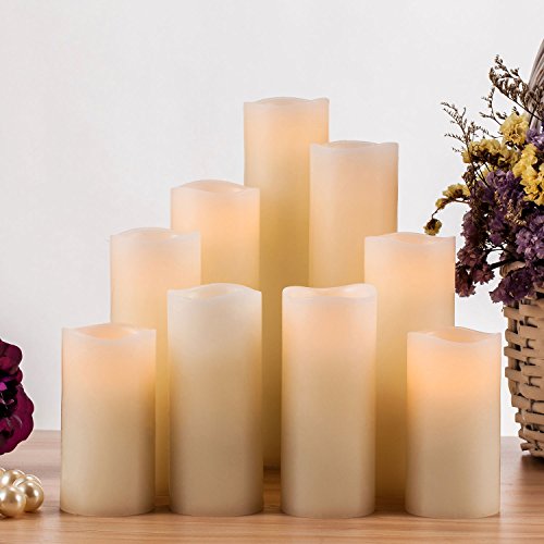 Set of 9 Flameless Candle with Remote Control for Wedding Centerpieces