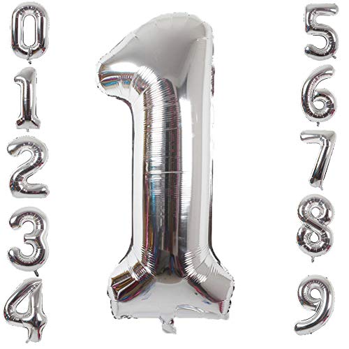 40 inch Giant Number Silver Foil Balloon for Birthday Party Anniversary
