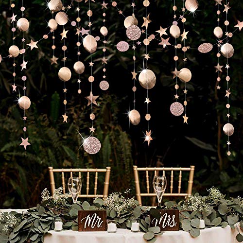 Champagne Circle Dot Garland Twinkle Star Hanging Streamer for New Year Birthday