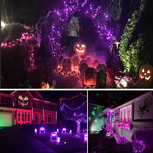2 Pack Purple Halloween Lights LED Solar String Lights Outdoor Halloween Decorations