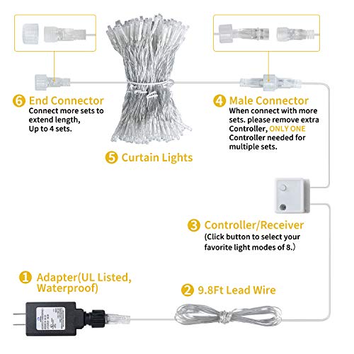 9.8 Feet Hanging Window Curtain Lights for Wedding Decorations and Party