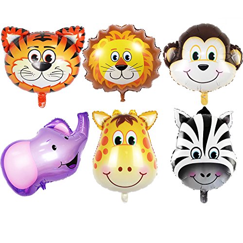 6pcs Giant Zoo Animal Balloons Kit For Jungle Safari Animals Theme Birthday Party Decorations