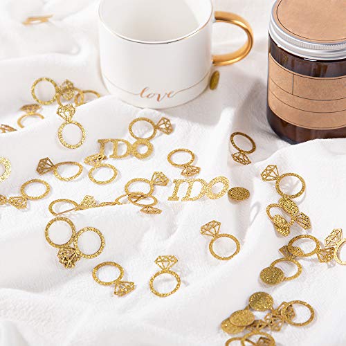 100pcs Glitter Paper Diamond Ring Confetti for Bridal Shower Party Decorations