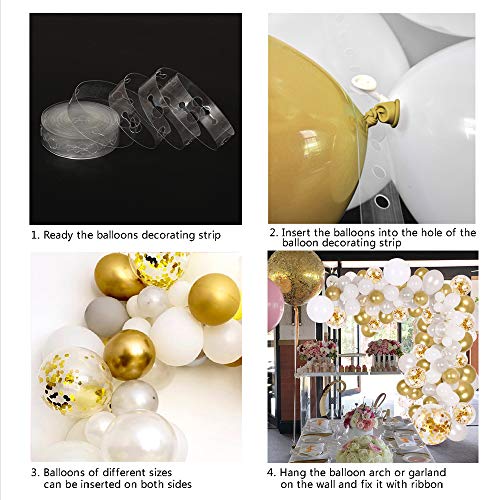 133Pcs White and Gold Balloon Arch for Weddings Bridal Shower Decorations