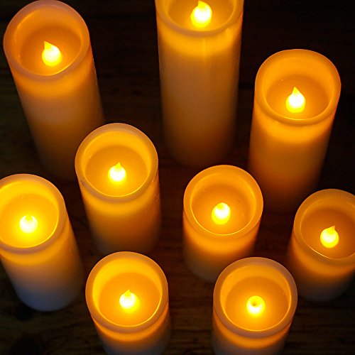Set of 9 Flameless Candle with Remote Control for Wedding Centerpieces