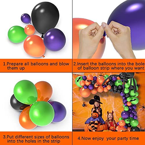 186Pcs Halloween Balloon Garland Arch kit with Spider Balloons for Halloween Theme Party Decorations
