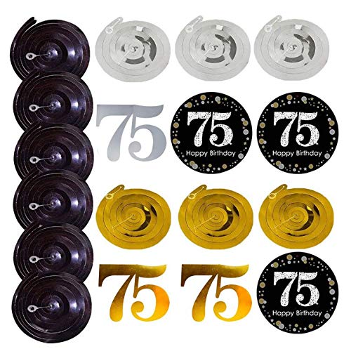 Gold Glittery 75th Birthday Party Decorations Banner