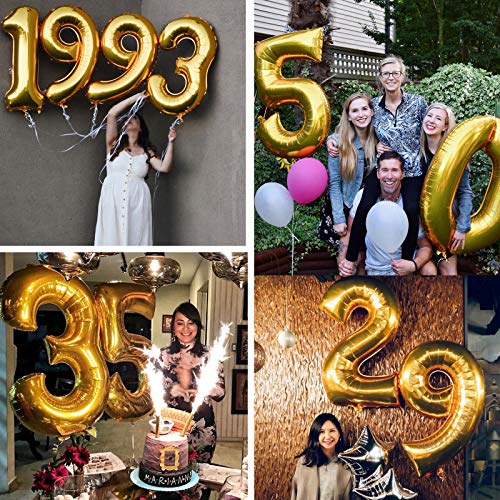 40 Inch Large Gold Number Balloon for Birthday Anniversary Party Celebration Decorations