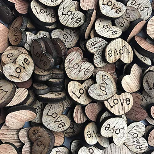 200pcs Rustic Wooden Love Heart Crafts for Wedding Table Scatter Decoration