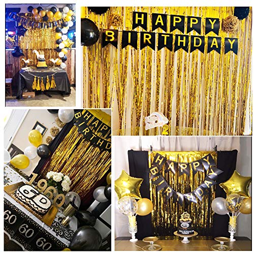 Black and Gold Birthday Decorations for Men with Balloons and Banners