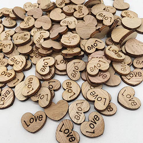 200pcs Rustic Wooden Love Heart Crafts for Wedding Table Scatter Decoration