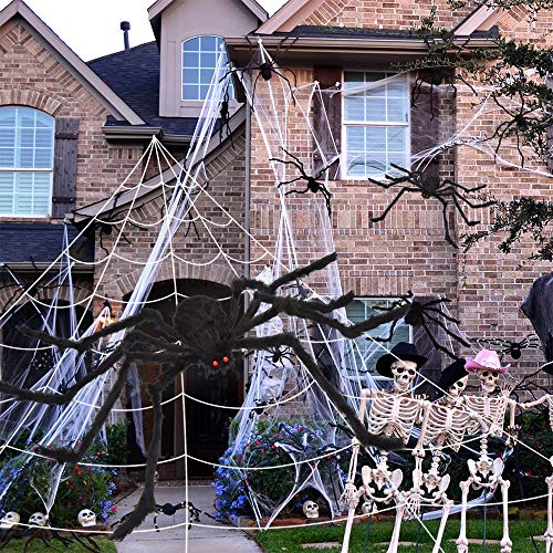 Giant Spider Fake Spider with Triangular Huge Spider Web for Halloween Decorations