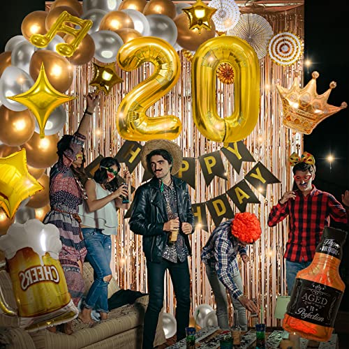 20th Birthday Party Supplies Set With String Light 40 Inches Number Balloons