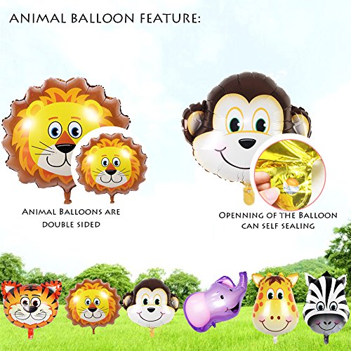 6pcs Giant Zoo Animal Balloons Kit For Jungle Safari Animals Theme Birthday Party Decorations