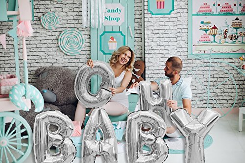 Giant Oh Baby Silver Foil Letter Balloons 40 Inch Metallic Gender Reveal Birthday Party