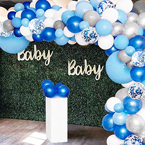 135 Pieces Blue and White Balloon Garland Arch Kit for Baby Shower Birthday Party
