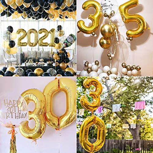 40 Inch Large Gold Number Balloon for Birthday Anniversary Party Celebration Decorations