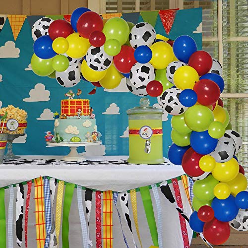 120pcs Toy Inspired Cow Printed Balloons Arch for Kids Birthday Party