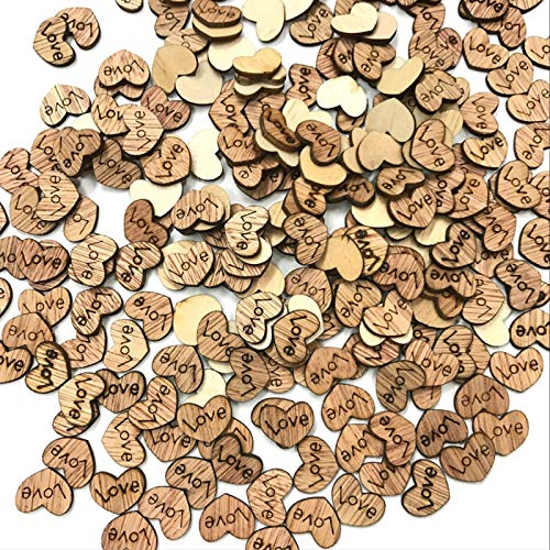 200pcs Rustic Wooden Love Heart Crafts for Wedding Table Scatter Decoration
