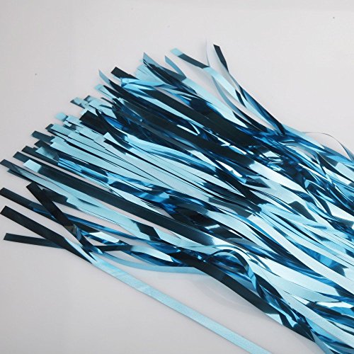 2pcs Light Blue Metallic Foil Fringe Curtains Photo Booth Props for Birthday Wedding