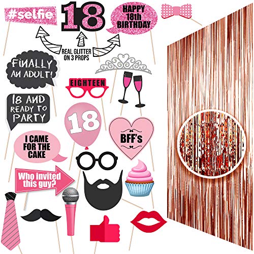 Rose Gold 18th Birthday Photo Props |18 Photo Booth Rose Gold | Backdrop Props Photos