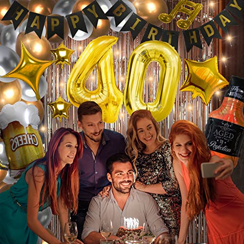40th Birthday Party Supplies Set With String Light 40 Inches Number Balloons