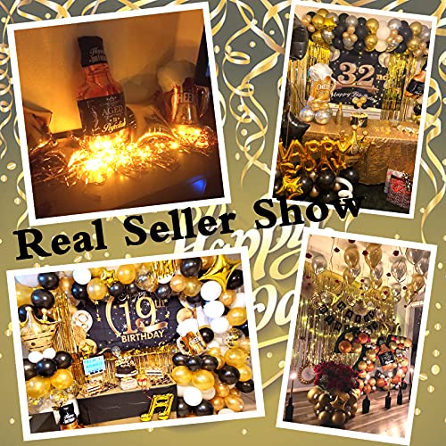 Birthday Party Decoration Gold Background Balloons Set With String Light