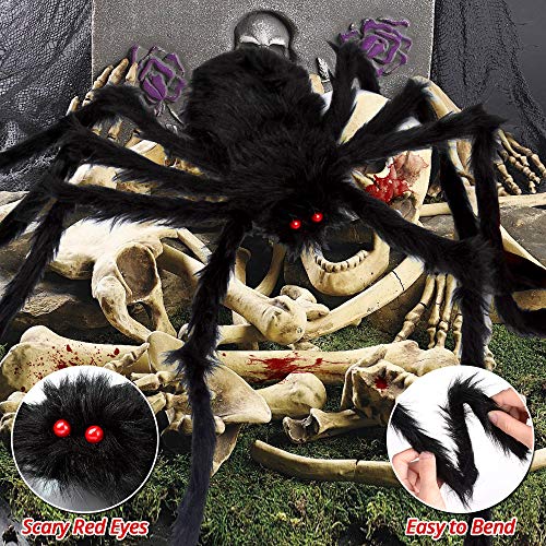 Giant Spider Fake Spider with Triangular Huge Spider Web for Halloween Decorations