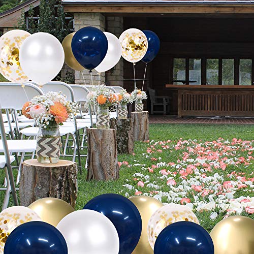 50 pcs Navy Blue and Gold Confetti Balloons Birthday Balloons for Graduation Birthday