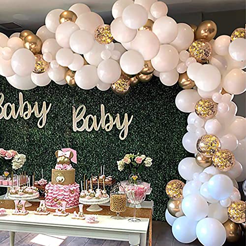 124 Pcs White and Gold Balloon Garland for Baby Shower Wedding Birthday Decorations