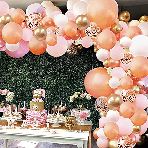 152pcs Rose Gold Balloon Arch with Confetti Latex Balloons for Baby Shower Wedding