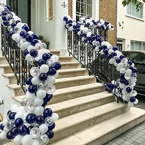 120 pcs Silver Blue Balloons Garland Kit for Bridal Shower Wedding Decorations