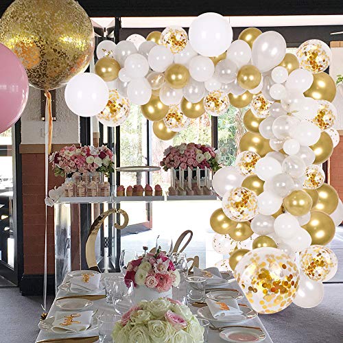 133Pcs White and Gold Balloon Arch for Weddings Bridal Shower Decorations
