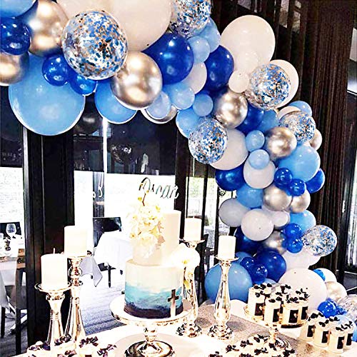 135 Pieces Blue and White Balloon Garland Arch Kit for Baby Shower Birthday Party