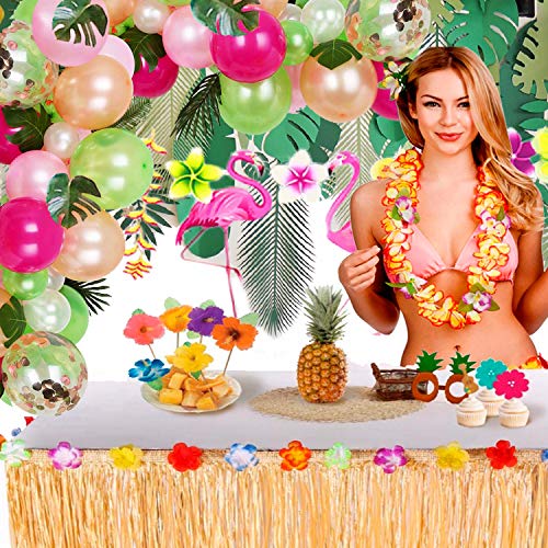 92pcs Tropical Balloons Arch Garland Kit with Palm Leaves for Baby Shower Birthday