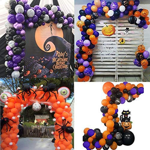 159pcs Halloween Balloon Arch Garland kit with 3D Bat Sticker for Halloween Theme Party