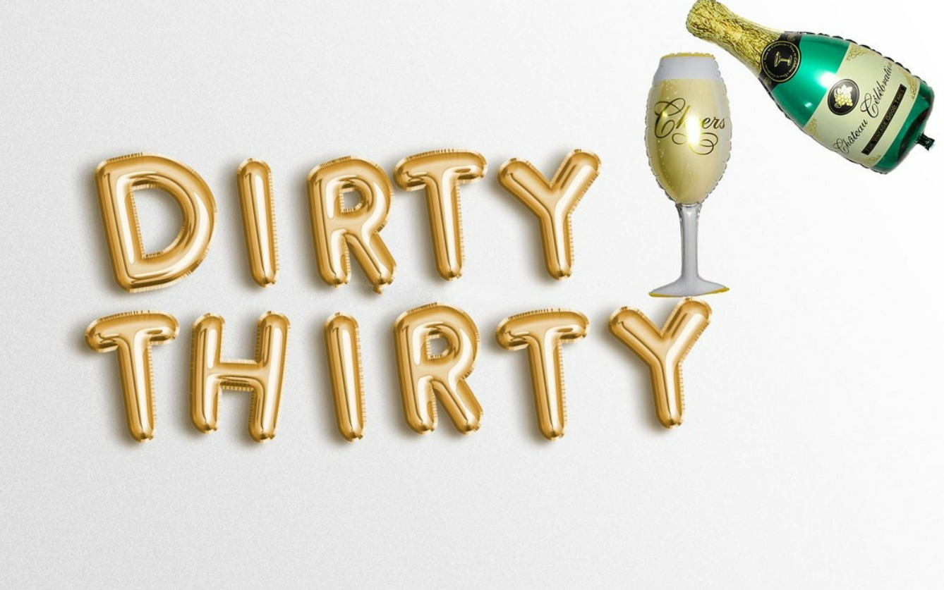 DIRTY THIRTY 16" Letter Balloons 30th Birthday Party Decor Banner
