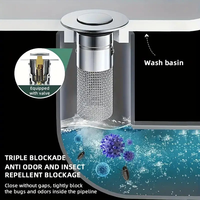 FlowGuard Stainless Steel Sink Drain Filter for Kitchen and Bathroom