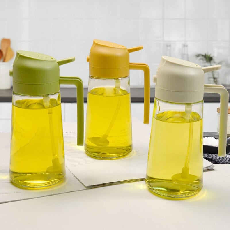 Dual-Function Glass Oil Dispenser and Sprayer for Kitchen Applications