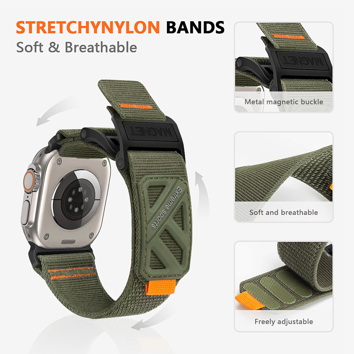 Magnetic Nylon Strap for Apple Watch – Durable and Stylish