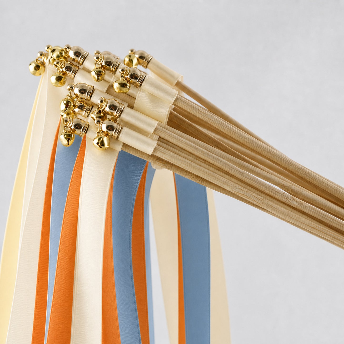 Handmade Desert Sunset Wedding Ribbon Wands - Cream, Burnt Orange and Dusty Blue