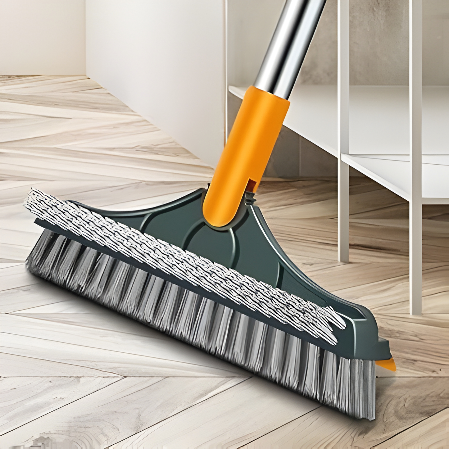 Multi-Surface Cleaning Brush with Long Handle for Floors & Tiles