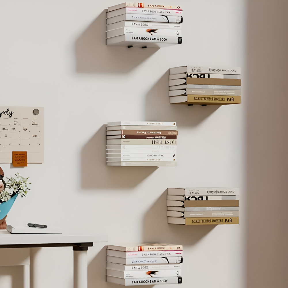 Floating Wall Shelf | Invisible Suspension Design for Books | Durable Iron Mounting Bracket | FloatShelf