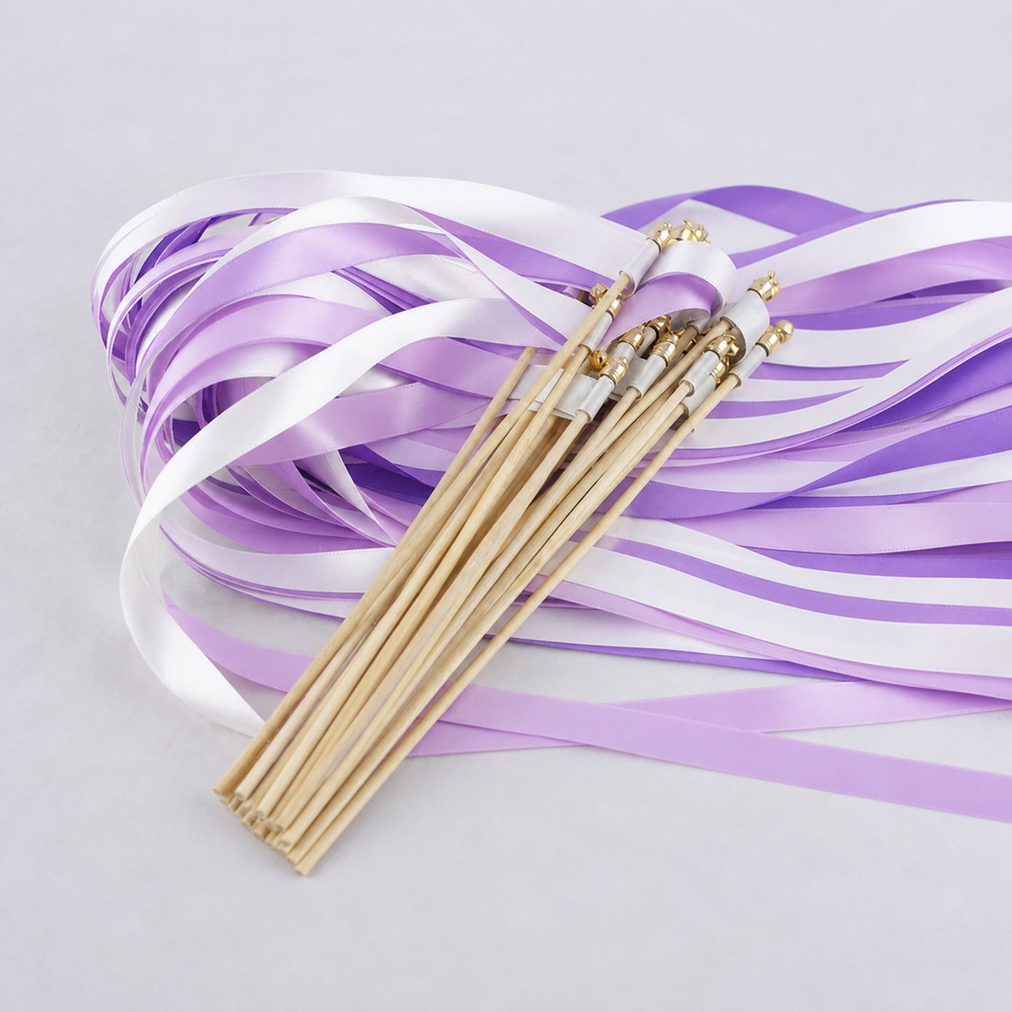 White, Lilac and Wisteria Handmade Ribbon Wands - Lavender Garden Wedding Send-Off