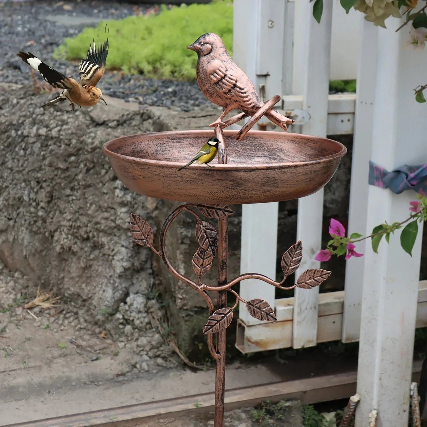 Garden Bird Water Bowl | Ornamental Basin | Secure Spike | GardenShine