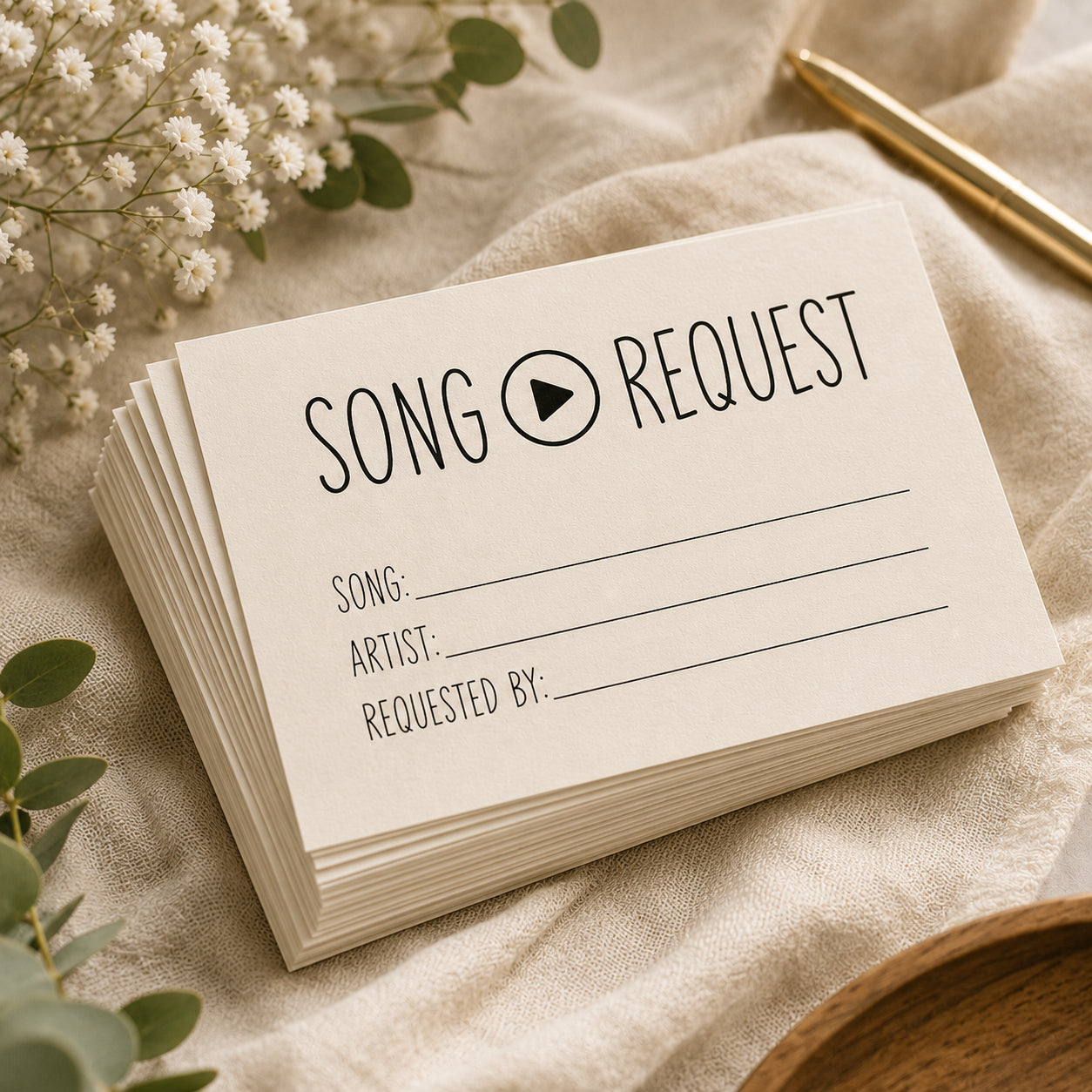 Wedding Song Request Cards, Pack of 100 | Modern A6 DJ Playlist Cards for Reception Tables