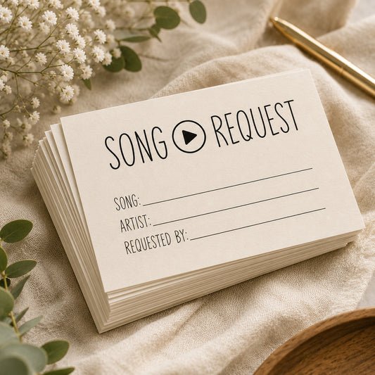 Wedding Song Request Cards, Pack of 100 | Modern A6 DJ Playlist Cards for Reception Tables