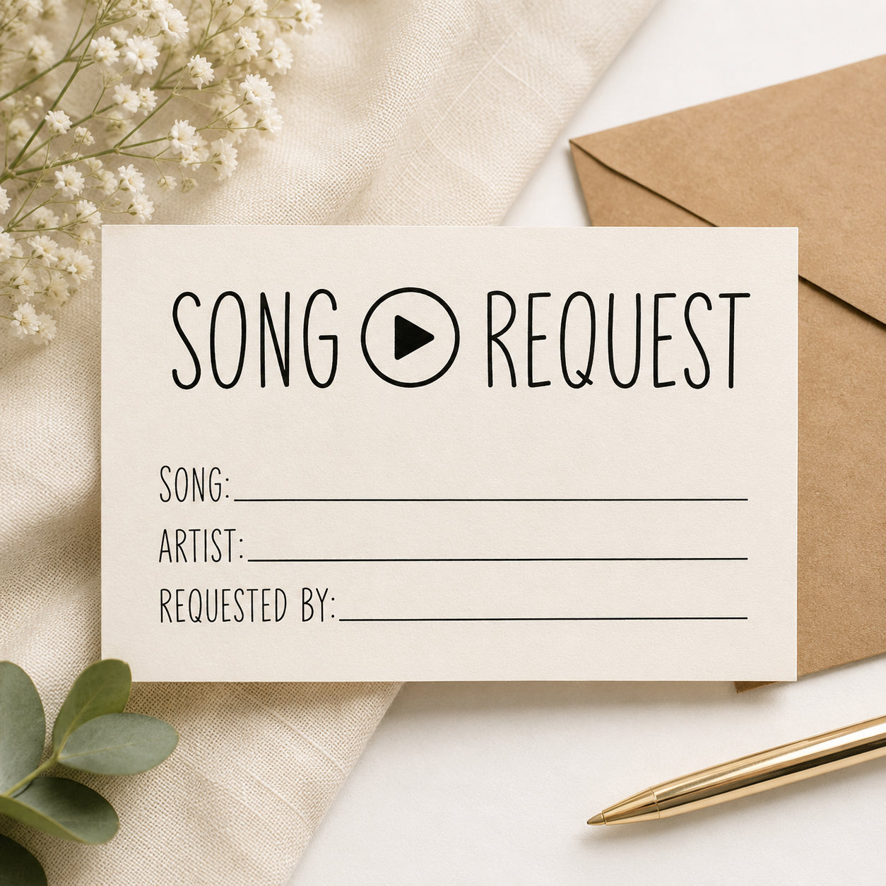 Wedding Song Request Cards, Pack of 100 | Modern A6 DJ Playlist Cards for Reception Tables