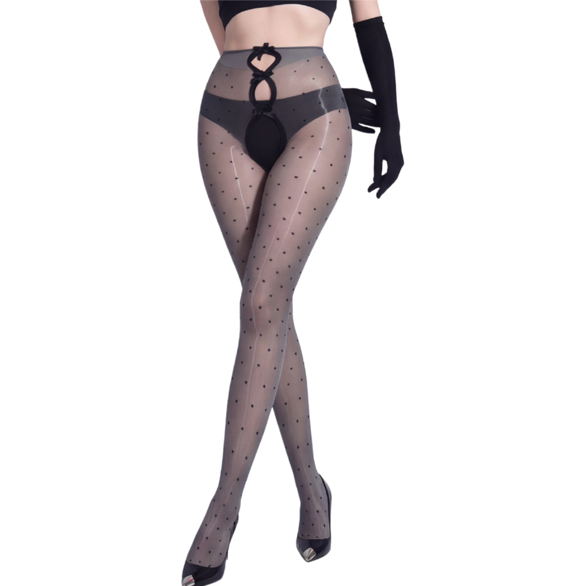 Aurelia™ – Bow Cutout Shimmer Polka Dot Tights
