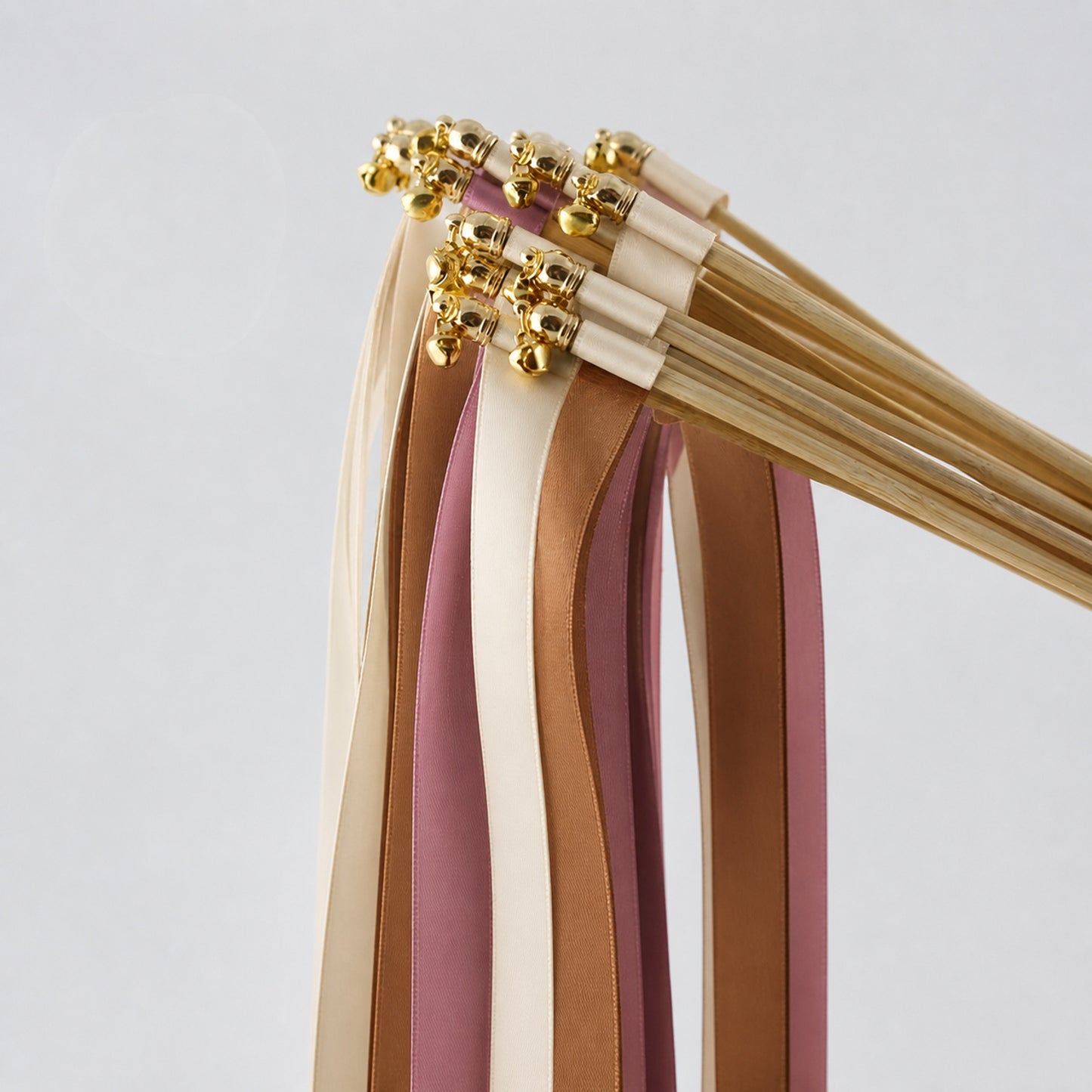 Cafe Mauve Wedding Send-Off Wands - Triple Satin Ribbon in Cream, Toffee and Antique Mauve